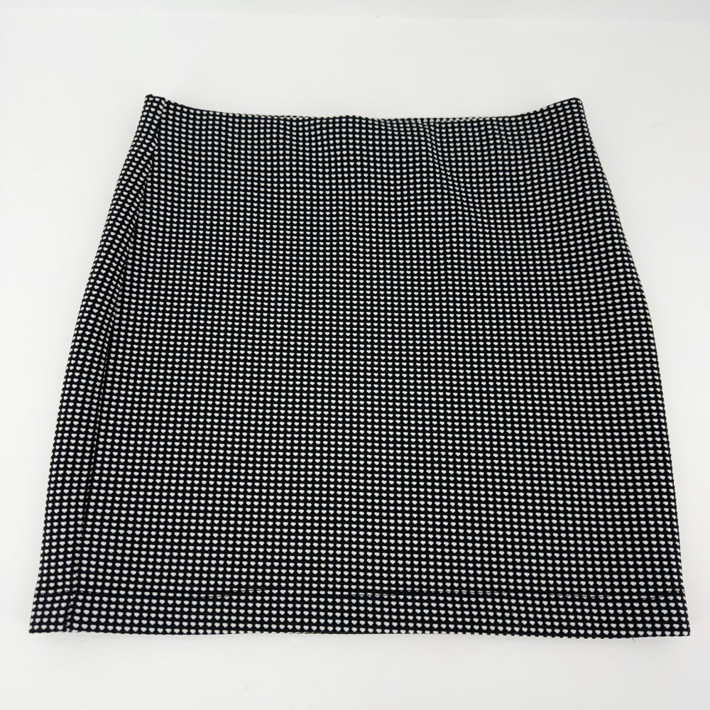 Forever 21 Women Black White Heart Print Knit Mini Skirt Small Bodycon Stretch